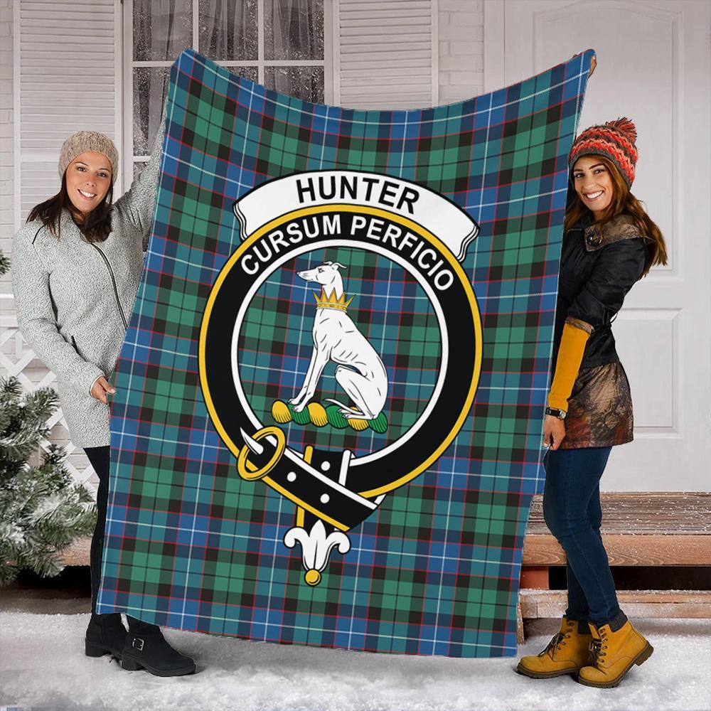 Hunter Ancient Tartan Crest Premium Blanket