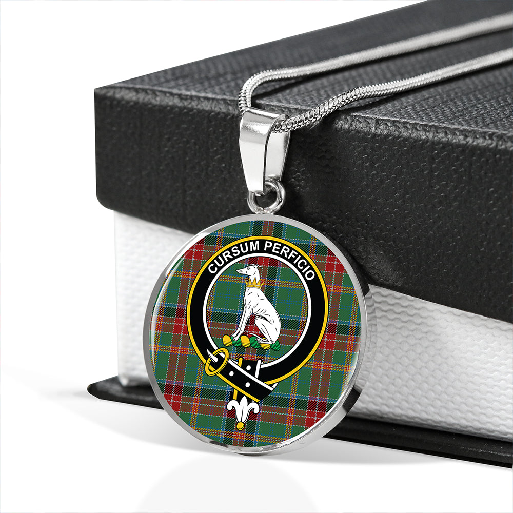 Hunter Old Modern Tartan Crest Circle Necklace