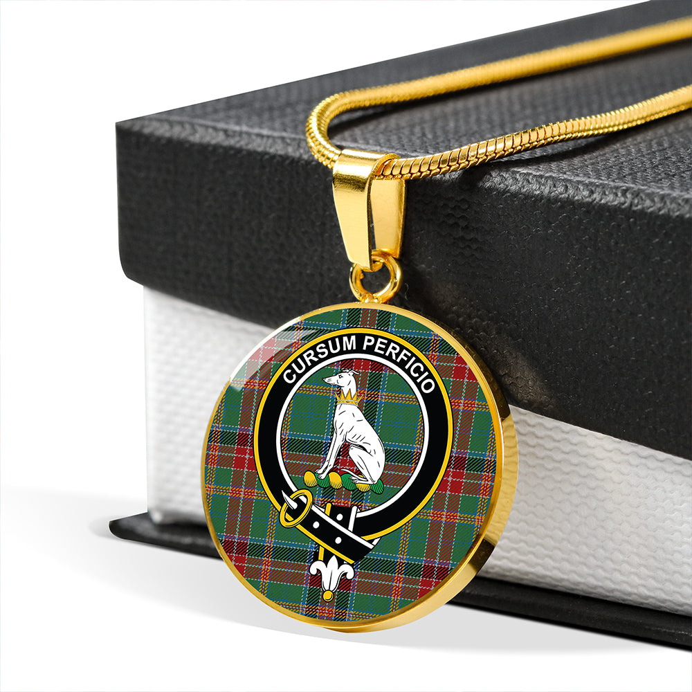 Hunter Old Modern Tartan Crest Circle Necklace