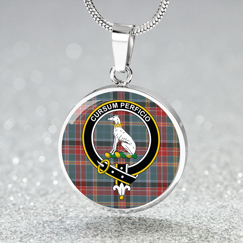 Hunter Old Weathered Tartan Crest Circle Necklace