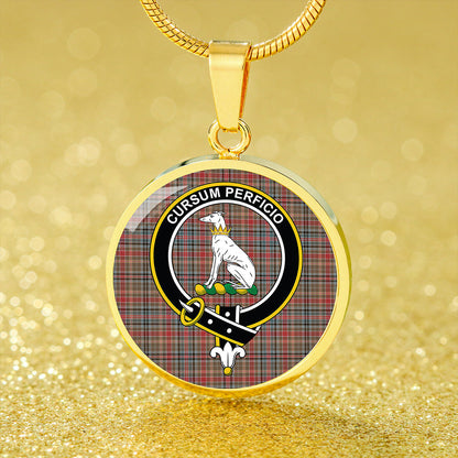 Hunter Old #2 Weathered Tartan Crest Circle Necklace