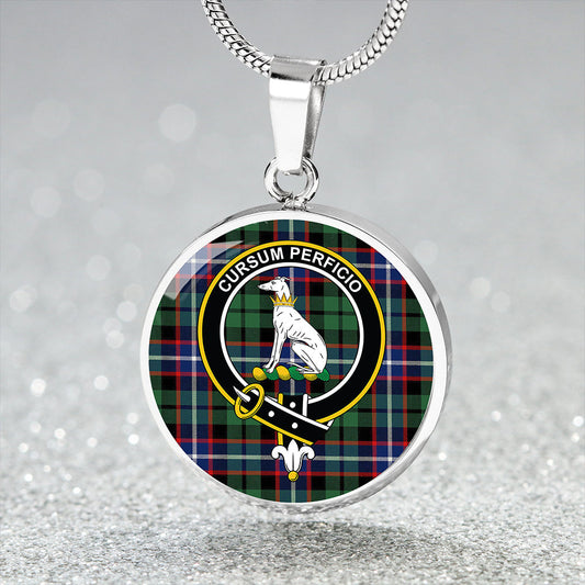 Hunter #2 Modern Tartan Crest Circle Necklace