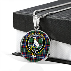 Hunter #2 Modern Tartan Crest Circle Necklace