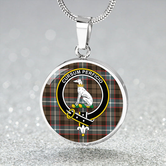 Hunter #2 Weathered Tartan Crest Circle Necklace