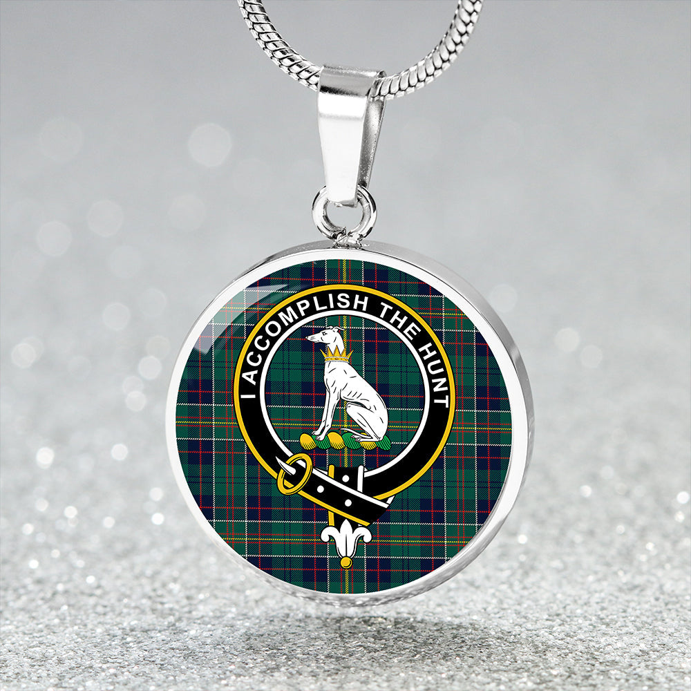 Hunter of Hunterston (Michael of Hunterston) Modern Tartan Crest Circle Necklace