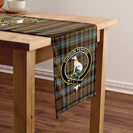 Hunter of Peebleshire Weathered Tartan Crest Table Runner