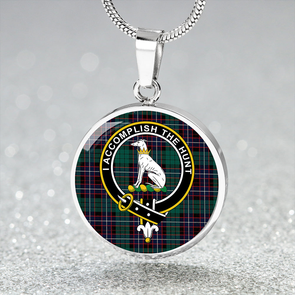 Hunter of Peebleshire (Michael of Peebleshire) Modern Tartan Crest Circle Necklace