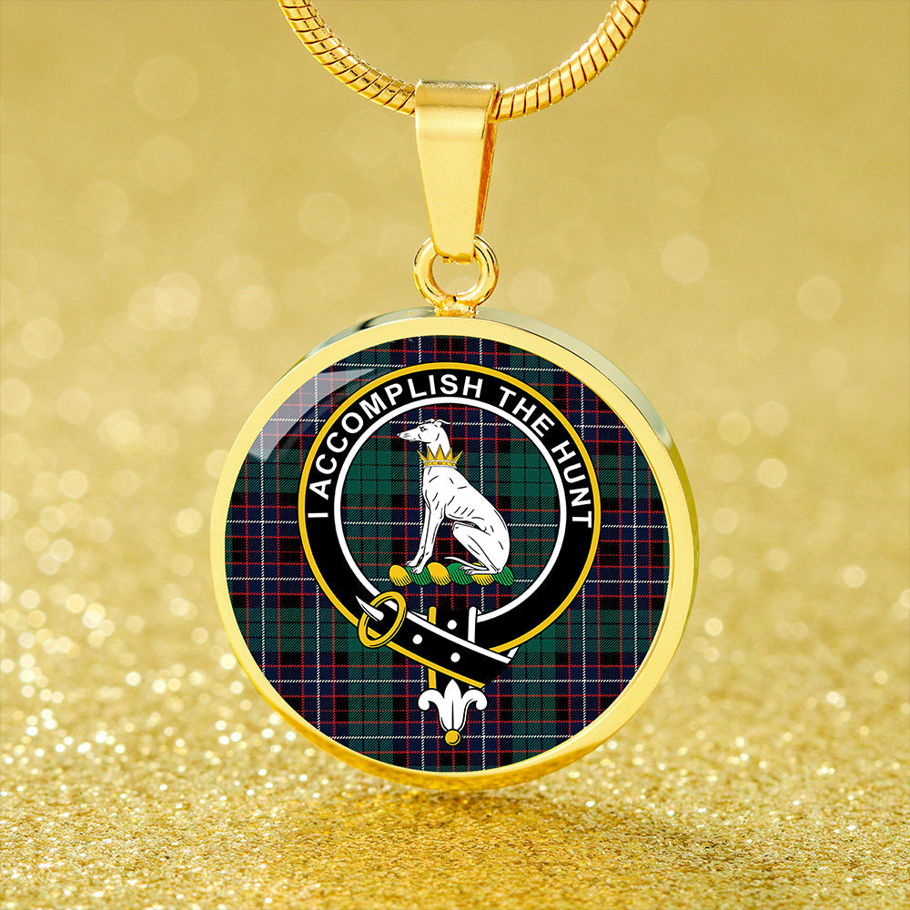 Hunter of Peebleshire (Michael of Peebleshire) Modern Tartan Crest Circle Necklace