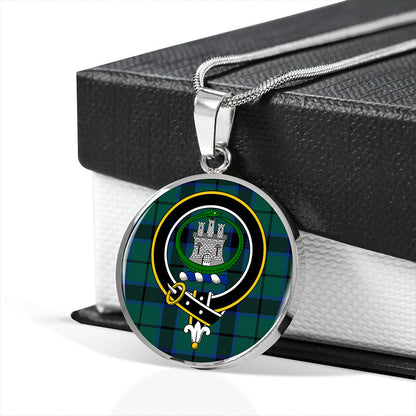 Innes Hunting Lyon Modern Tartan Crest Circle Necklace