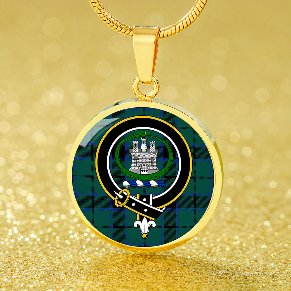 Innes Hunting Lyon Modern Tartan Crest Circle Necklace