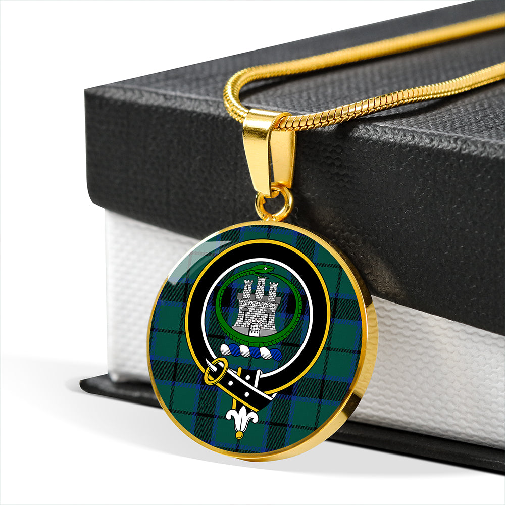 Innes Hunting Lyon Modern Tartan Crest Circle Necklace