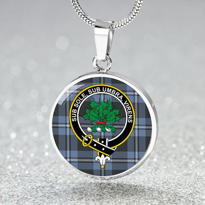 Irvine Weathered Tartan Crest Circle Necklace