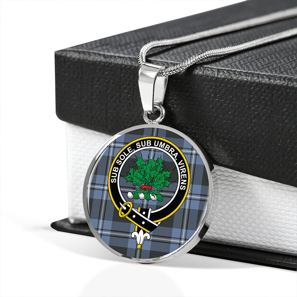 Irvine Weathered Tartan Crest Circle Necklace