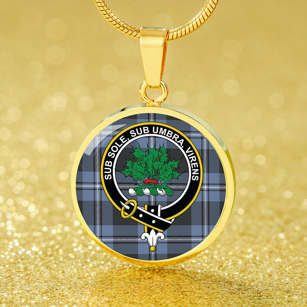 Irvine Weathered Tartan Crest Circle Necklace