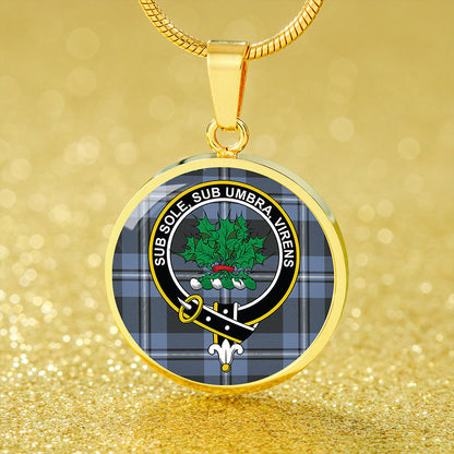 Irvine Weathered Tartan Crest Circle Necklace