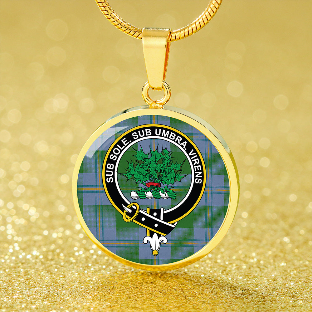 Irvine of Bonshaw Ancient Tartan Crest Circle Necklace