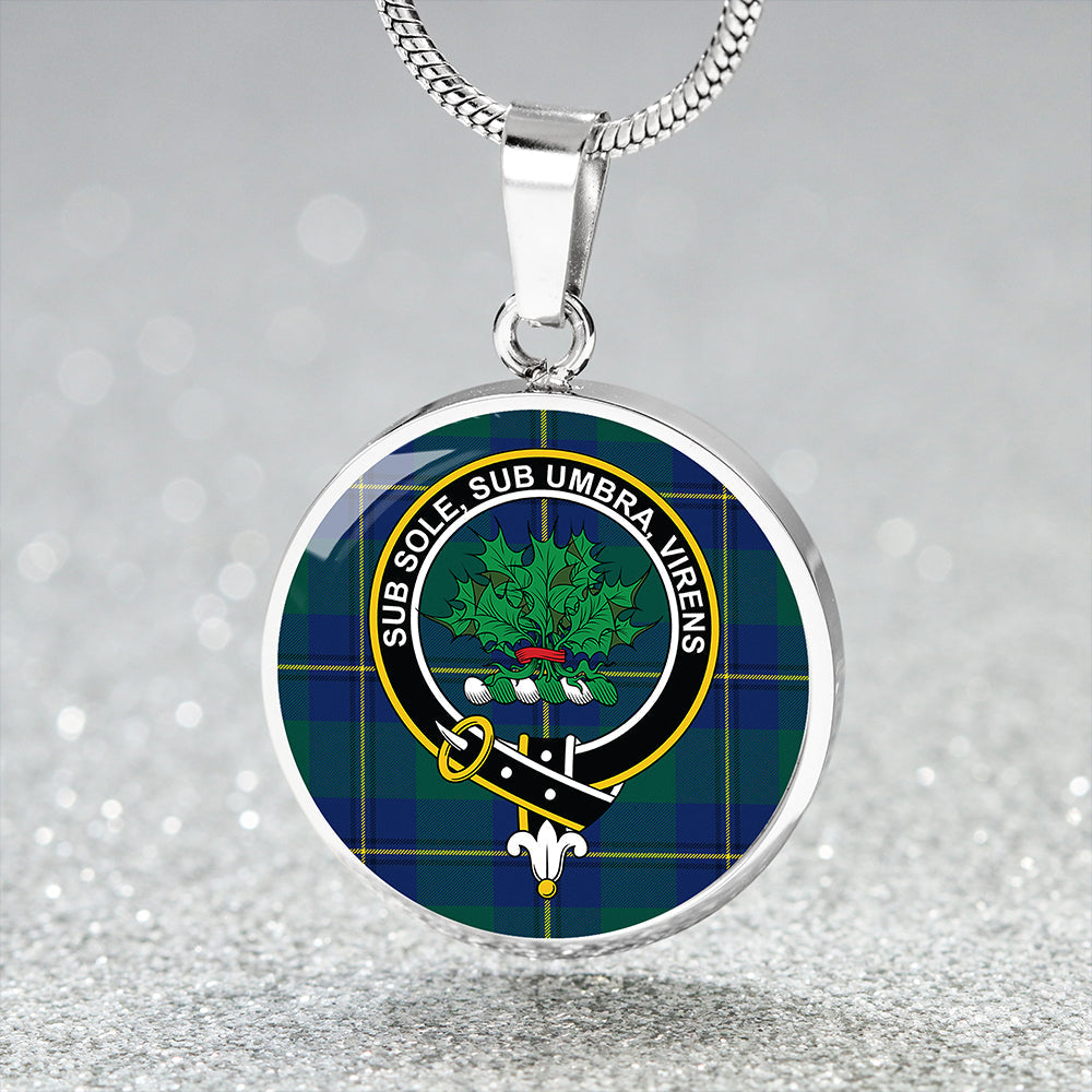 Irvine of Bonshaw Modern Tartan Crest Circle Necklace