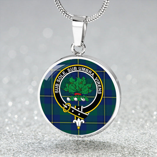 Irvine of Bonshaw Modern Tartan Crest Circle Necklace