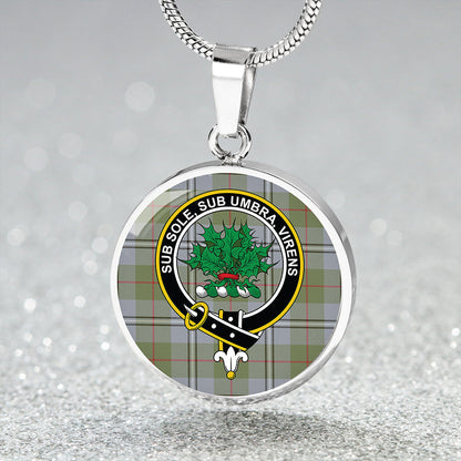 Irvine of Glentulchan Weathered Tartan Crest Circle Necklace