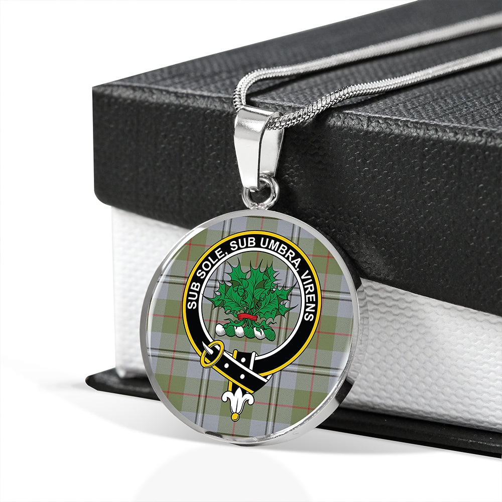 Irvine of Glentulchan Weathered Tartan Crest Circle Necklace