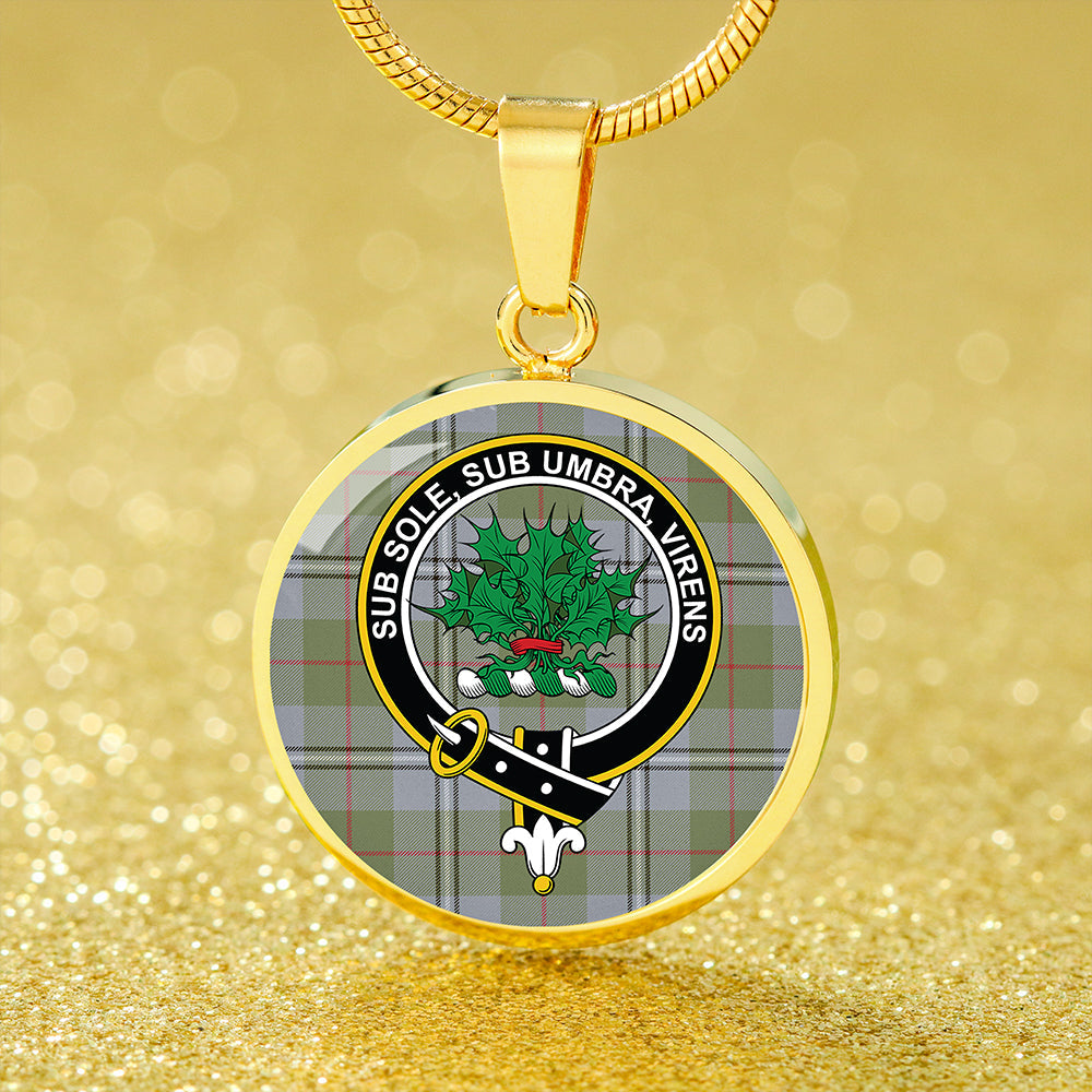 Irvine of Glentulchan Weathered Tartan Crest Circle Necklace