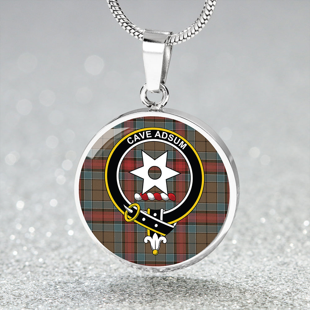 Jardine Dress Weathered Tartan Crest Circle Necklace