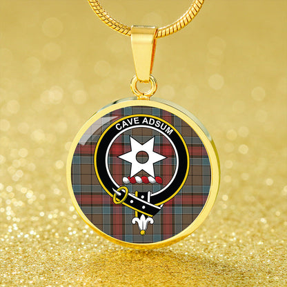 Jardine Dress Weathered Tartan Crest Circle Necklace