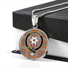 Jardine of Castlemilk Ancient Tartan Crest Circle Necklace