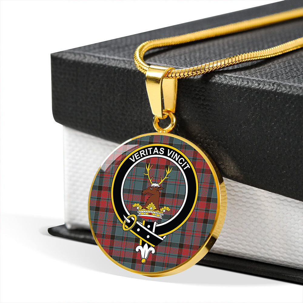 Keith Fashion (Marshall Fashion) Weathered Tartan Crest Circle Necklace