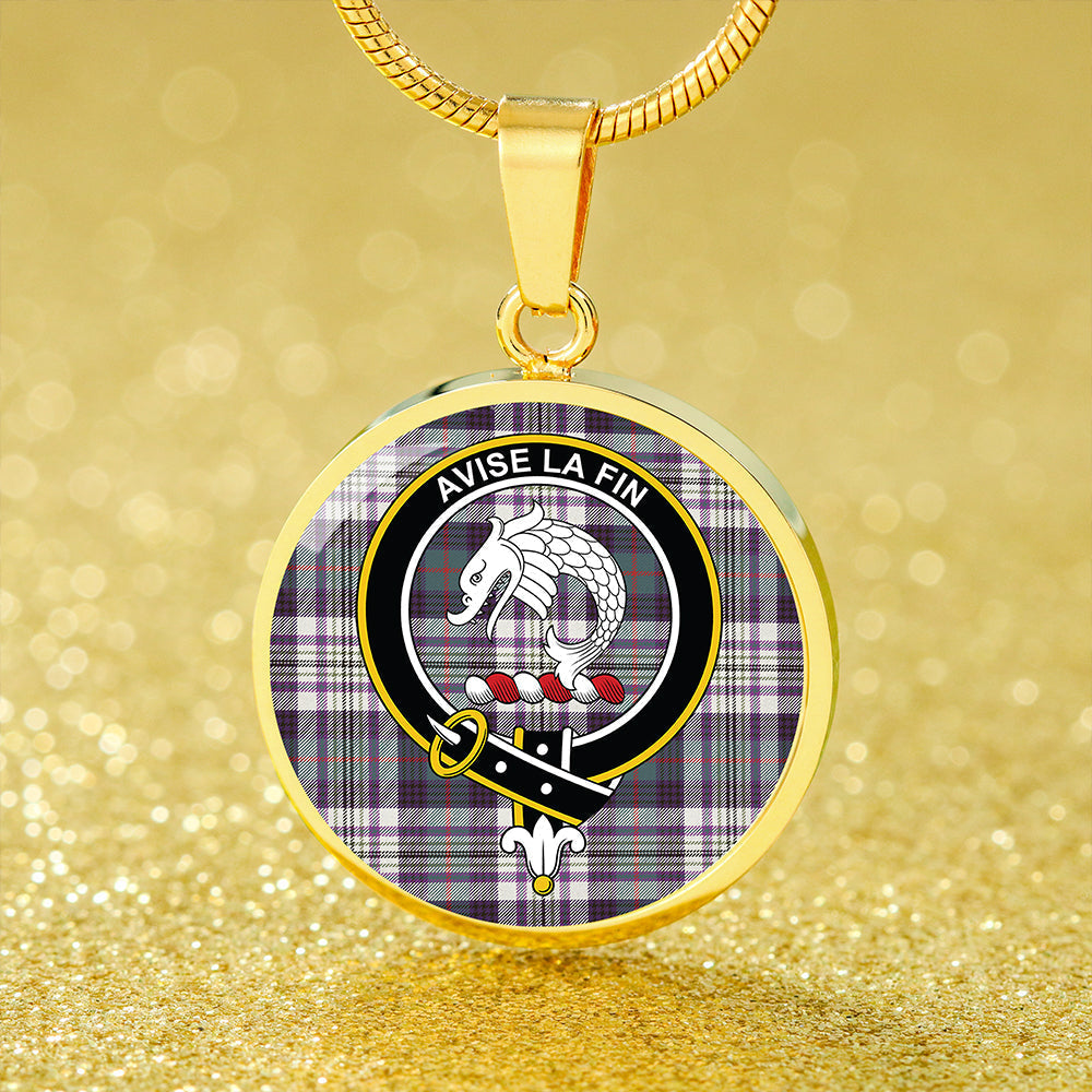 Kennedy Dress Weathered Tartan Crest Circle Necklace