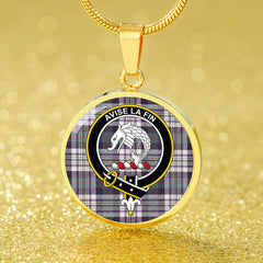 Kennedy Dress Weathered Tartan Crest Circle Necklace