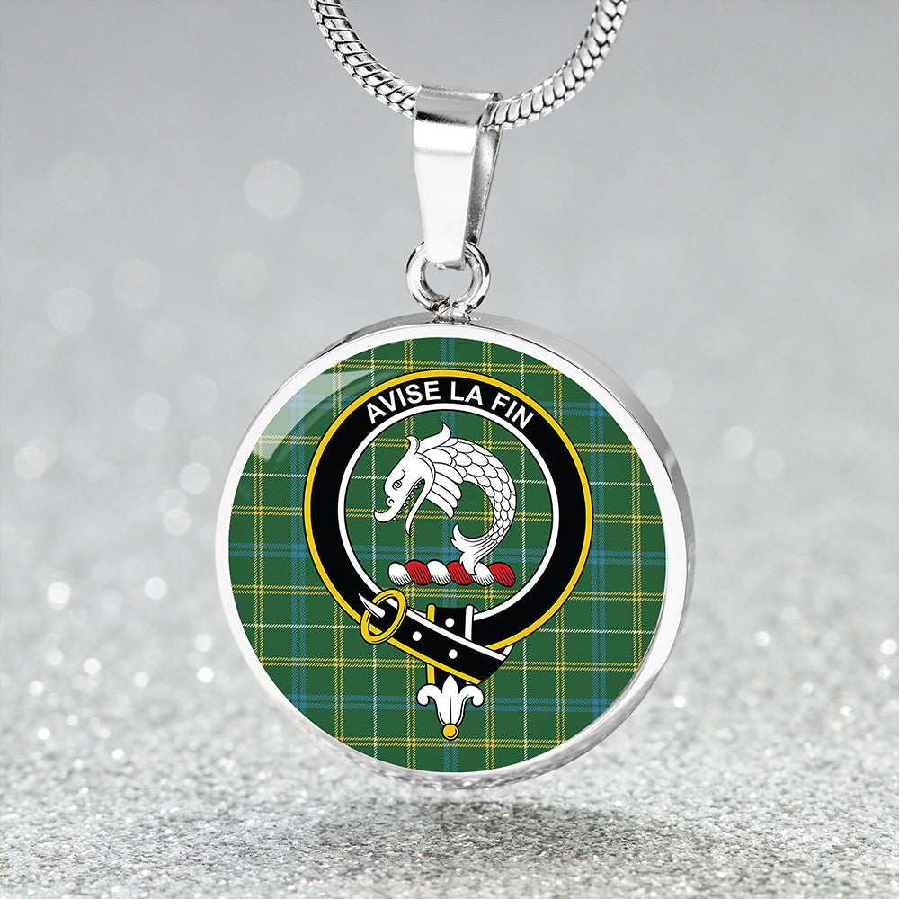 Kennedy Irish Ancient Tartan Crest Circle Necklace