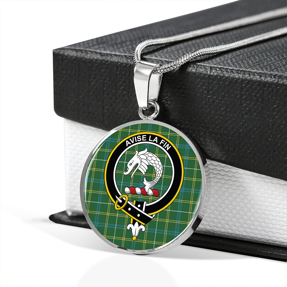 Kennedy Irish Ancient Tartan Crest Circle Necklace