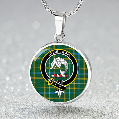 Kennedy Irish Modern Tartan Crest Circle Necklace