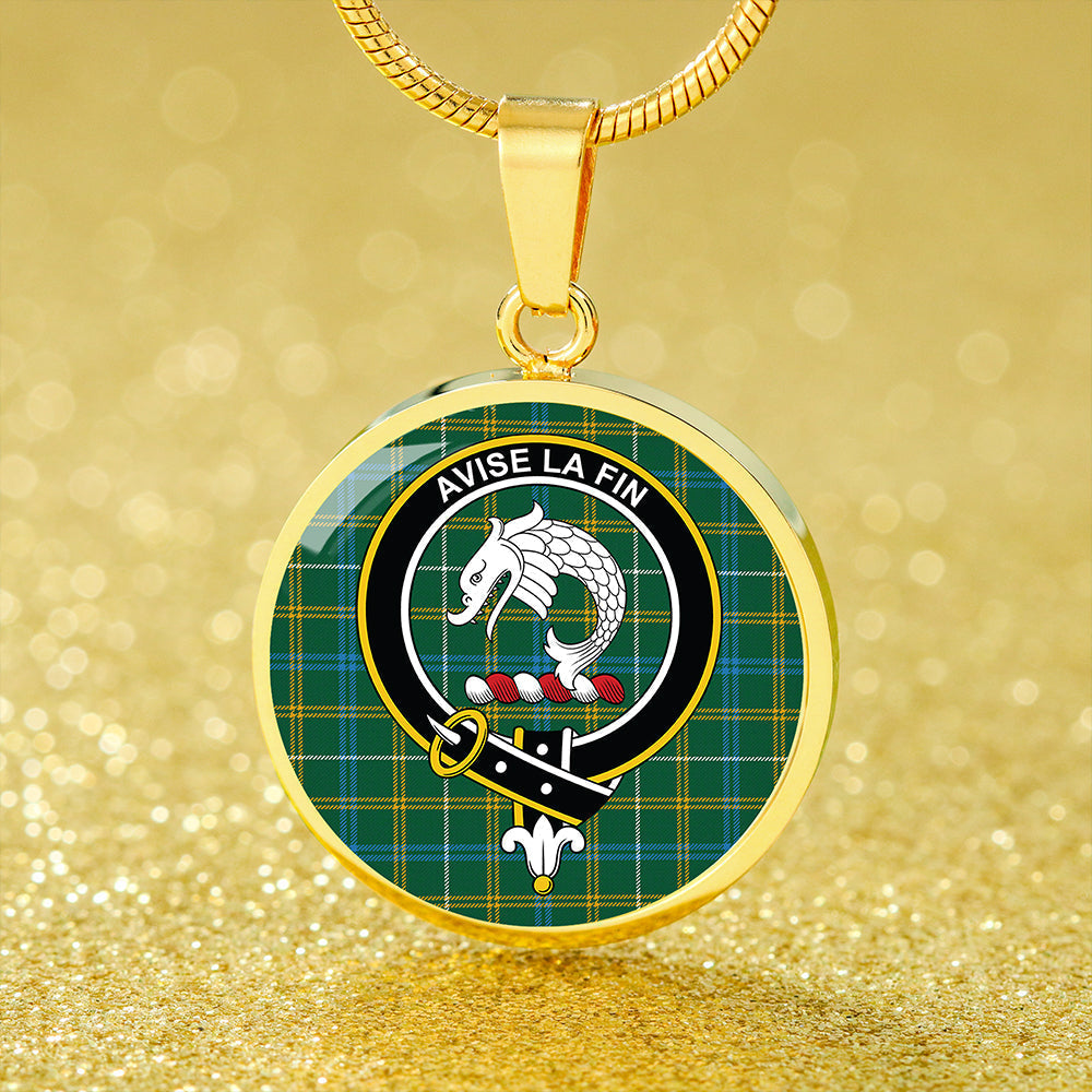 Kennedy Irish Modern Tartan Crest Circle Necklace