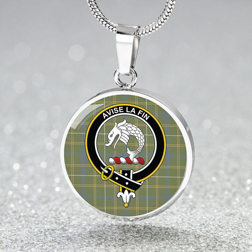 Kennedy Irish Weathered Tartan Crest Circle Necklace