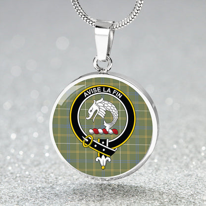 Kennedy Irish Weathered Tartan Crest Circle Necklace