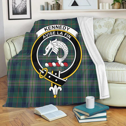 Kennedy Modern Tartan Crest Premium Blanket