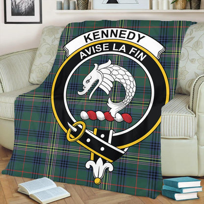 Kennedy Modern Tartan Crest Premium Blanket