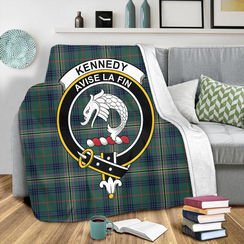 Kennedy Modern Tartan Crest Premium Blanket