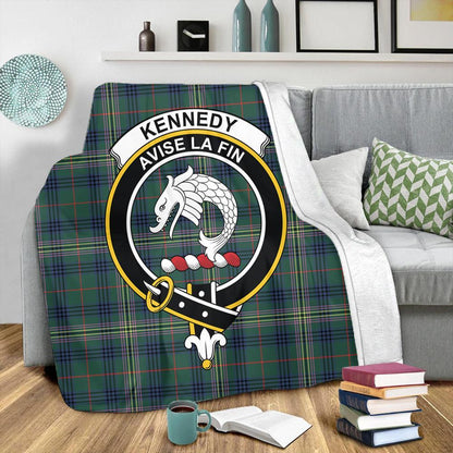 Kennedy Modern Tartan Crest Premium Blanket