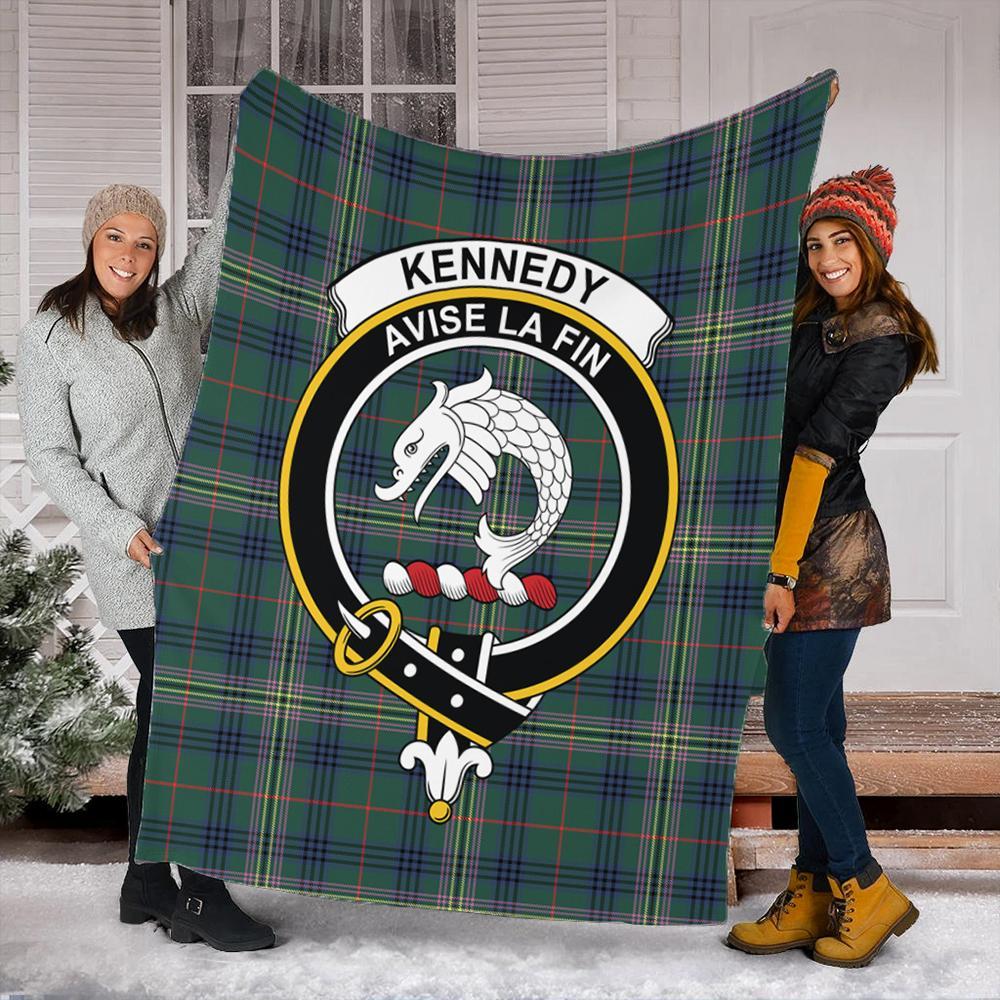 Kennedy Modern Tartan Crest Premium Blanket