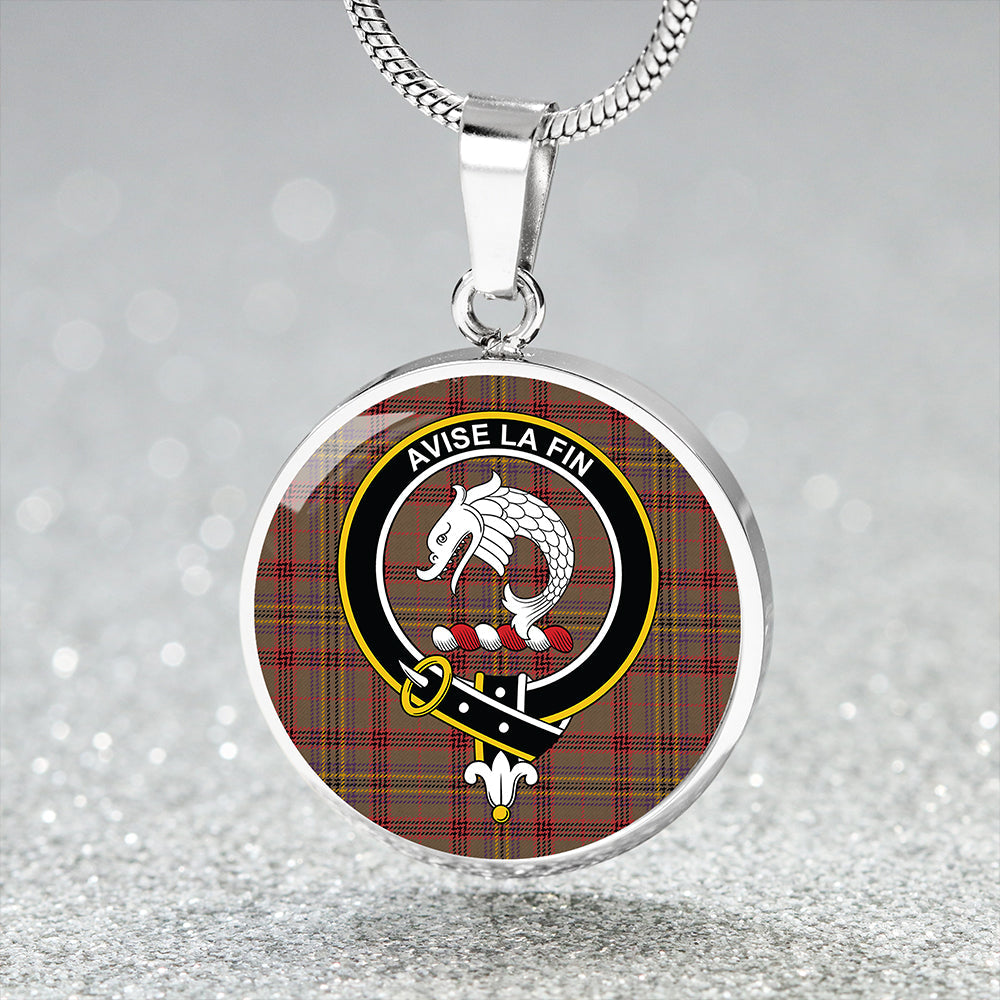 Kennedy Weathered Tartan Crest Circle Necklace