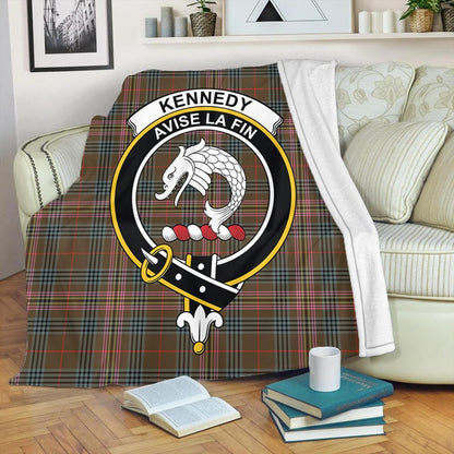 Kennedy Weathered Tartan Crest Premium Blanket