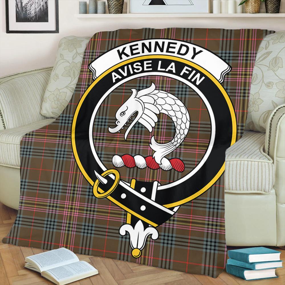 Kennedy Weathered Tartan Crest Premium Blanket