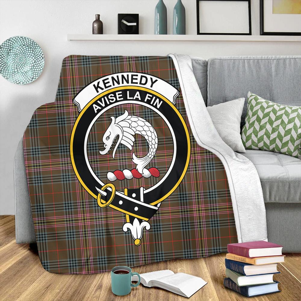 Kennedy Weathered Tartan Crest Premium Blanket