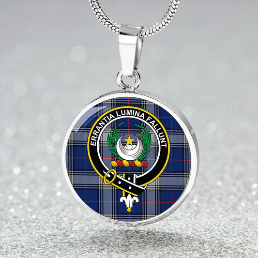 Kinnaird Modern Tartan Crest Circle Necklace