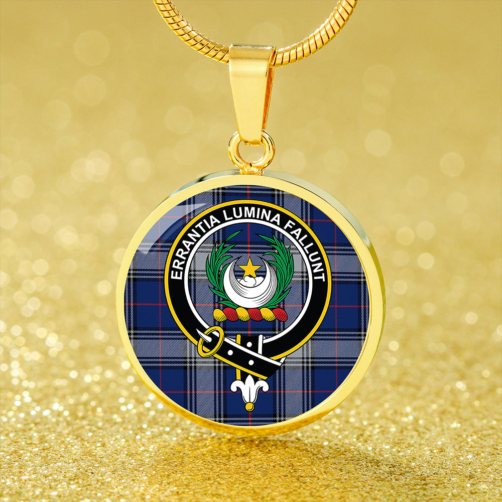 Kinnaird Modern Tartan Crest Circle Necklace