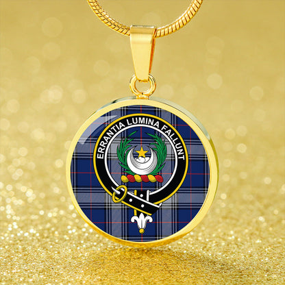 Kinnaird Modern Tartan Crest Circle Necklace