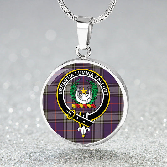 Kinnaird Weathered Tartan Crest Circle Necklace